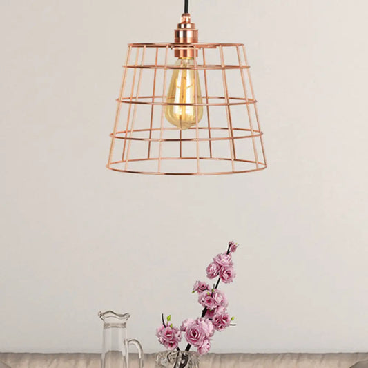 Copper Cone Iron Hanging Light Fixture – 1-Light Industrial Pendant Kit for Living Room