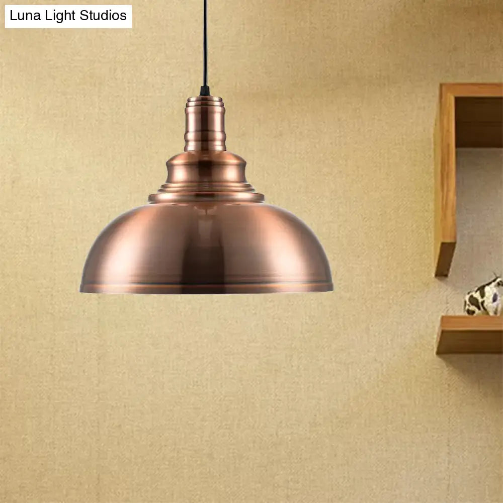 Copper Finish Industrial Style Metal Hanging Light with Adjustable Cord - Bedroom Pendant Lamp