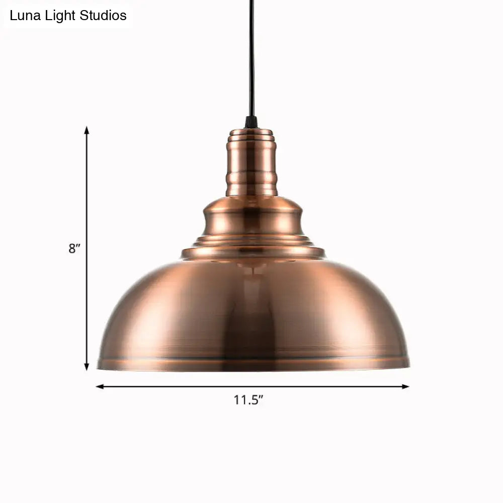 Copper Finish Industrial Style Metal Hanging Light with Adjustable Cord - Bedroom Pendant Lamp