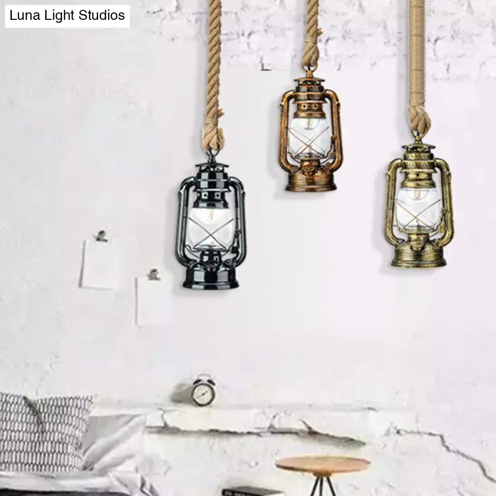 مصباح معلق ساحلي من النحاس/الذهب/البرونزي مع غطاء زجاجي شفاف - مصباح بندولي بجانب السرير