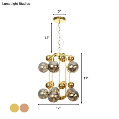 Copper/Gold Finish Industrial Chandelier with Clear/Amber/Smoke Gray Mirror Glass – 6/8/10 Heads Ceiling Light for Living Room