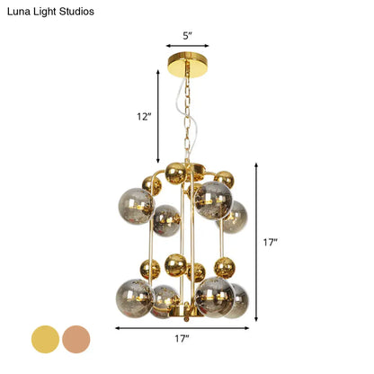 Copper/Gold Finish Industrial Chandelier with Clear/Amber/Smoke Gray Mirror Glass – 6/8/10 Heads Ceiling Light for Living Room