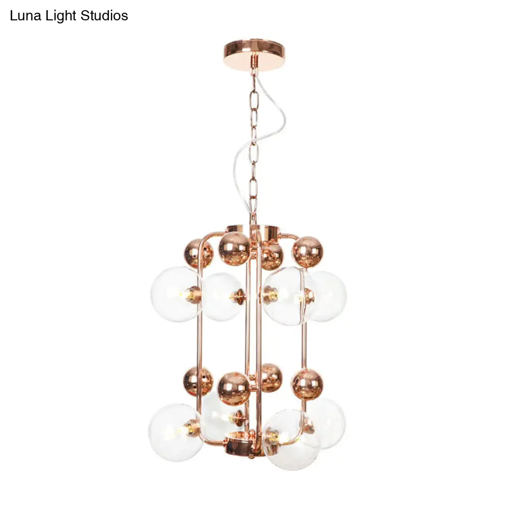 Copper/Gold Finish Industrial Chandelier with Clear/Amber/Smoke Gray Mirror Glass – 6/8/10 Heads Ceiling Light for Living Room