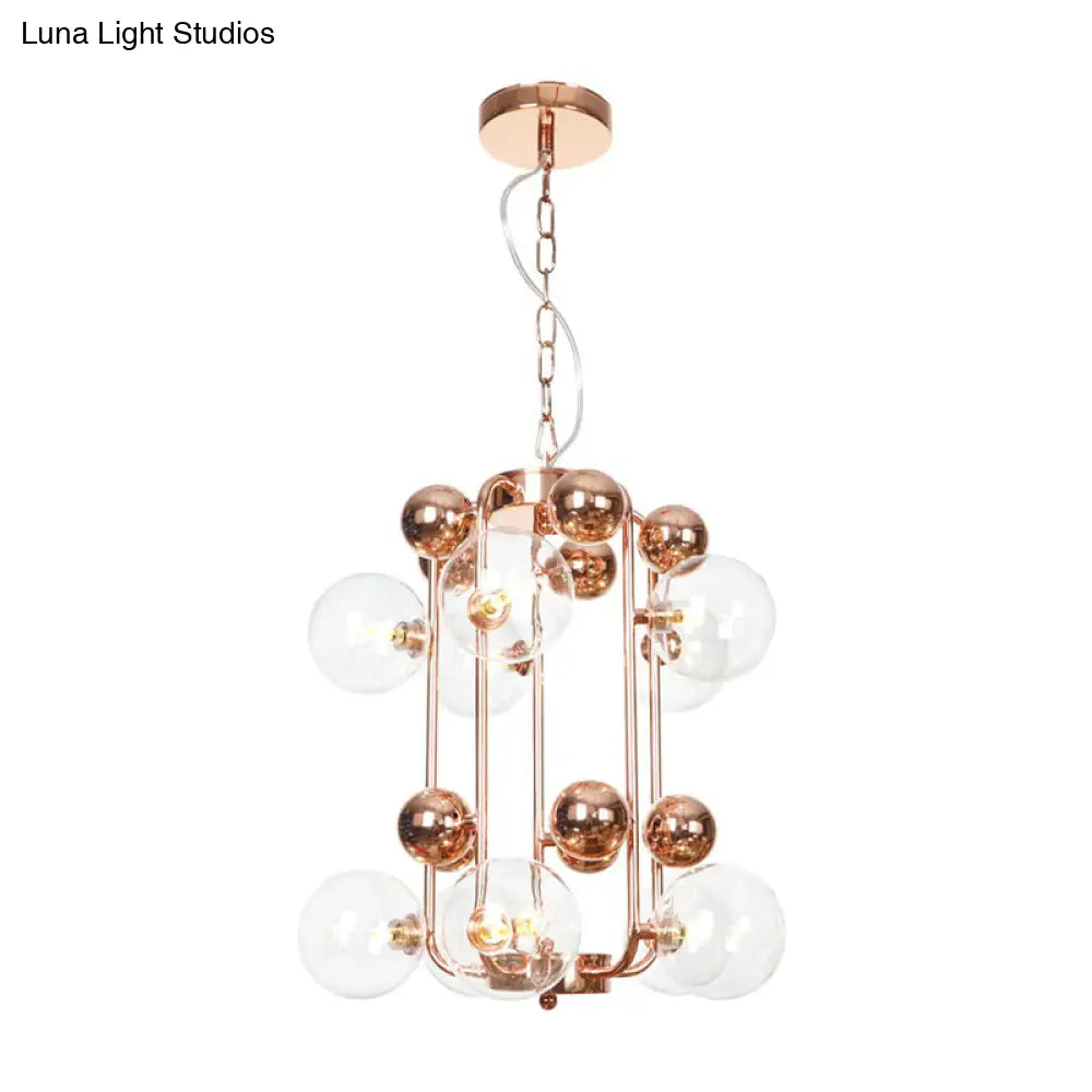 Copper/Gold Finish Industrial Chandelier with Clear/Amber/Smoke Gray Mirror Glass – 6/8/10 Heads Ceiling Light for Living Room