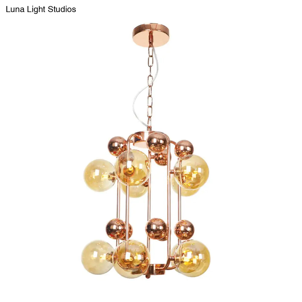 Copper/Gold Finish Industrial Chandelier with Clear/Amber/Smoke Gray Mirror Glass – 6/8/10 Heads Ceiling Light for Living Room