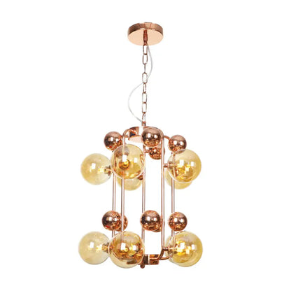 Copper/Gold Finish Industrial Chandelier with Clear/Amber/Smoke Gray Mirror Glass – 6/8/10 Heads Ceiling Light for Living Room