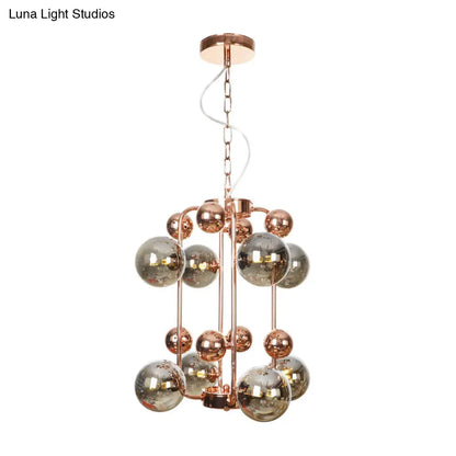 Copper/Gold Finish Industrial Chandelier with Clear/Amber/Smoke Gray Mirror Glass – 6/8/10 Heads Ceiling Light for Living Room