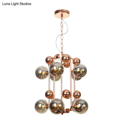 Copper/Gold Finish Industrial Chandelier with Clear/Amber/Smoke Gray Mirror Glass – 6/8/10 Heads Ceiling Light for Living Room