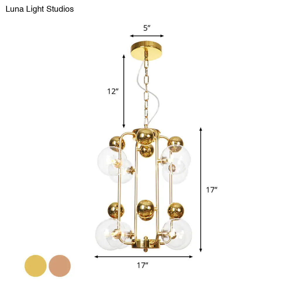 Copper/Gold Finish Industrial Chandelier with Clear/Amber/Smoke Gray Mirror Glass – 6/8/10 Heads Ceiling Light for Living Room