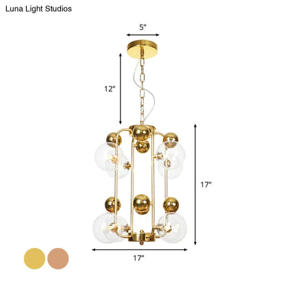 Copper/Gold Finish Industrial Chandelier with Clear/Amber/Smoke Gray Mirror Glass – 6/8/10 Heads Ceiling Light for Living Room