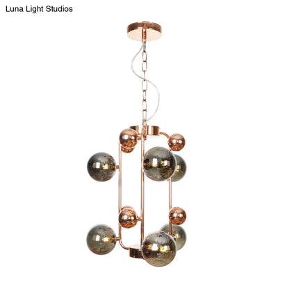 Copper/Gold Finish Industrial Chandelier with Clear/Amber/Smoke Gray Mirror Glass – 6/8/10 Heads Ceiling Light for Living Room