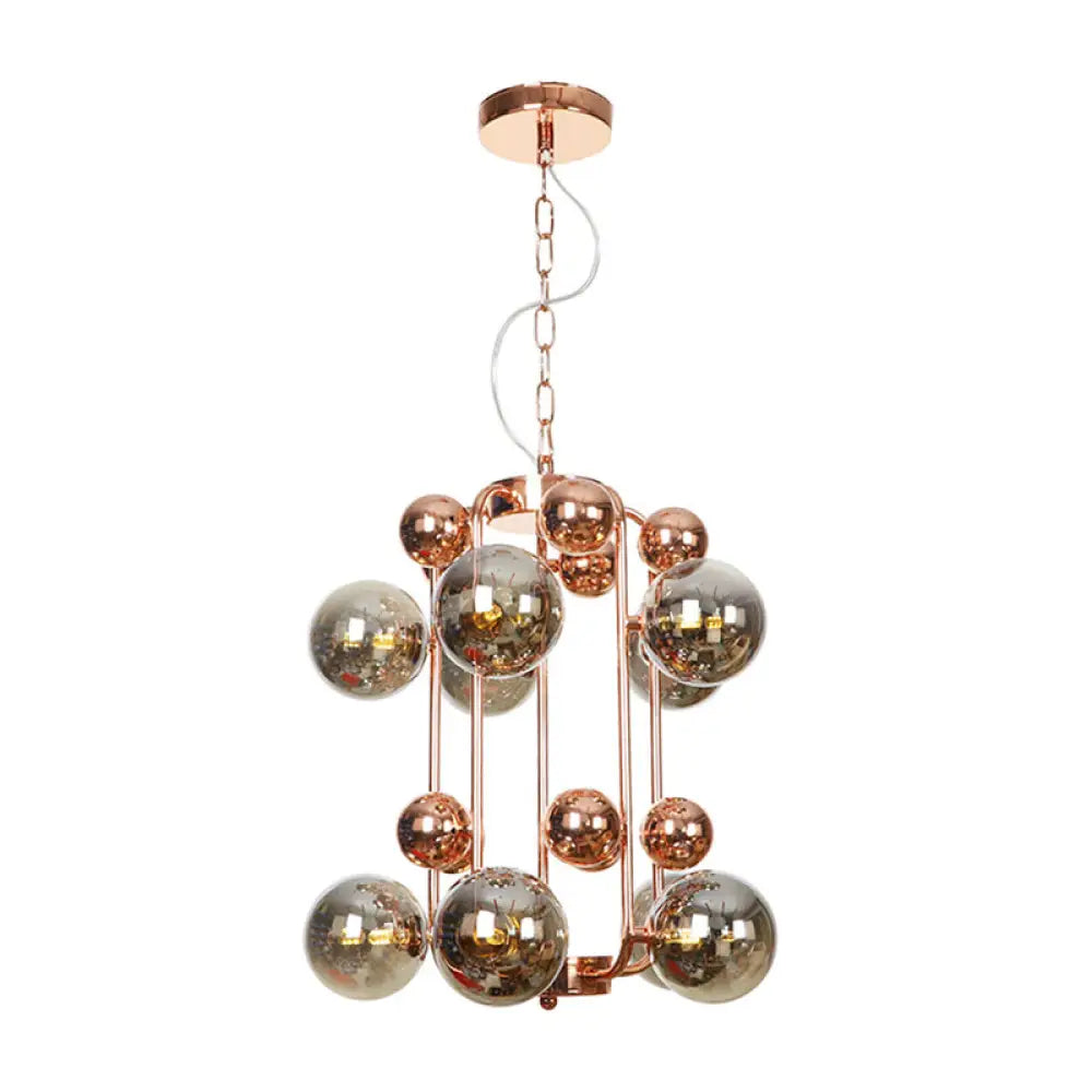 Copper/Gold Finish Industrial Chandelier with Clear/Amber/Smoke Gray Mirror Glass – 6/8/10 Heads Ceiling Light for Living Room