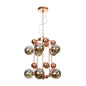 Copper/Gold Finish Industrial Chandelier with Clear/Amber/Smoke Gray Mirror Glass – 6/8/10 Heads Ceiling Light for Living Room