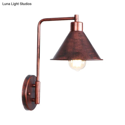 Copper Industrial Wall Sconce with Cone/Dome/Wide Flare Shade - Stylish Dining Room Light Fixture