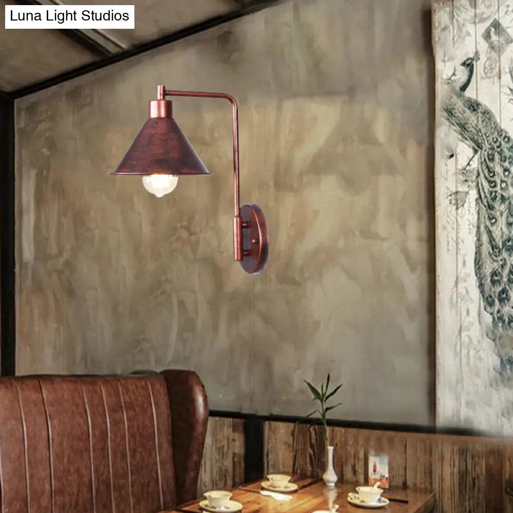Copper Industrial Wall Sconce with Cone/Dome/Wide Flare Shade - Stylish Dining Room Light Fixture