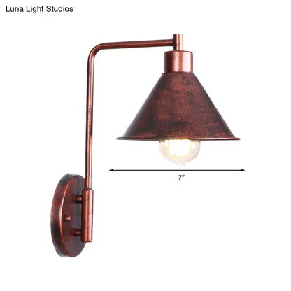 Copper Industrial Wall Sconce with Cone/Dome/Wide Flare Shade - Stylish Dining Room Light Fixture