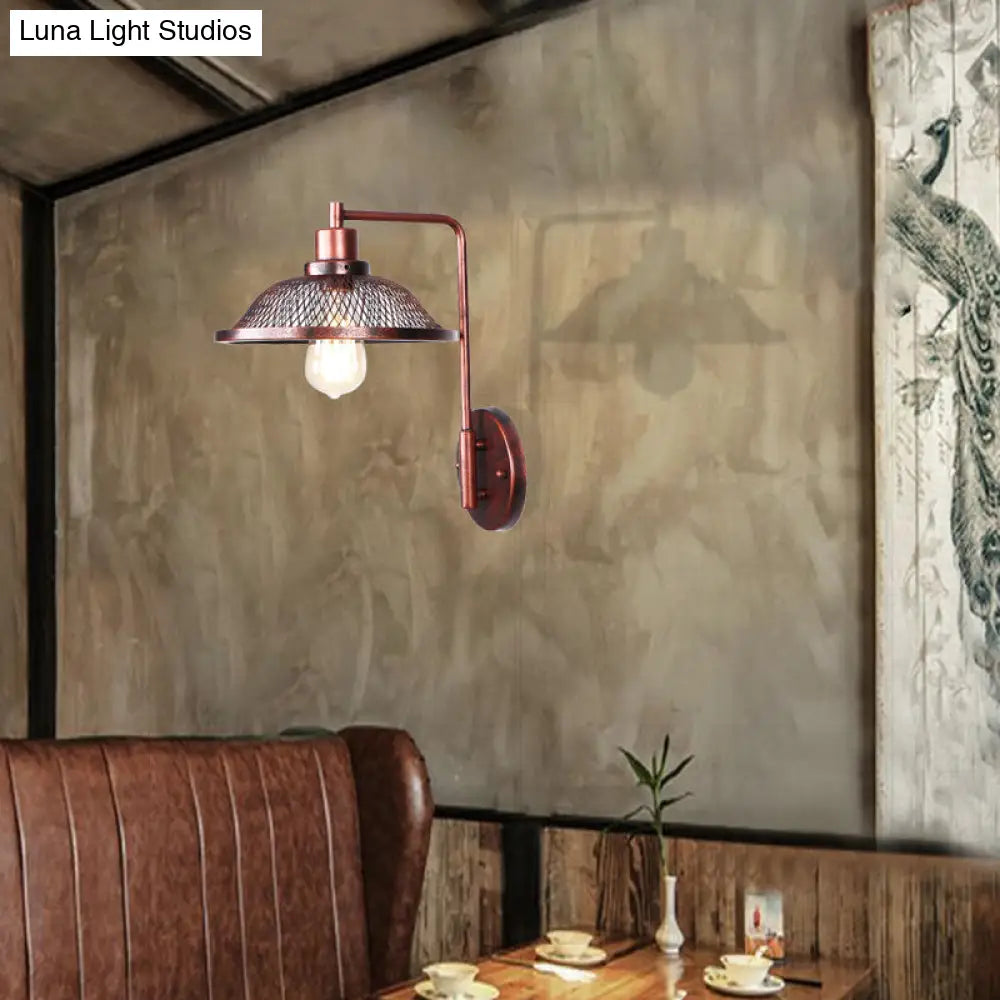 Copper Industrial Wall Sconce with Cone/Dome/Wide Flare Shade - Stylish Dining Room Light Fixture