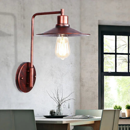 Copper Industrial Wall Sconce with Cone/Dome/Wide Flare Shade - Stylish Dining Room Light Fixture
