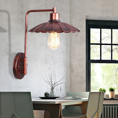 Copper Industrial Wall Sconce with Cone/Dome/Wide Flare Shade - Stylish Dining Room Light Fixture
