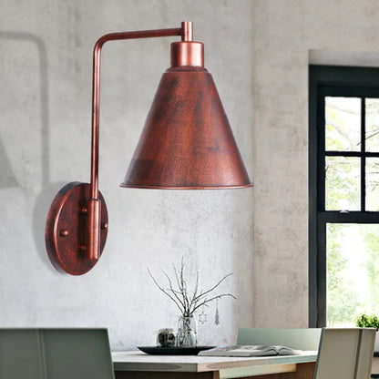 Copper Industrial Wall Sconce with Cone/Dome/Wide Flare Shade - Stylish Dining Room Light Fixture