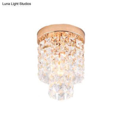 DecorBites™ Copper Mini Flush Mount Crystal Ceiling Light - Double Tier, 1-Light