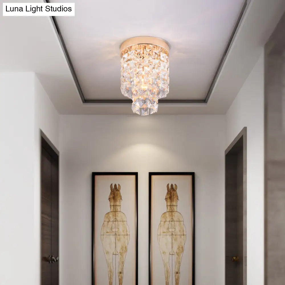 DecorBites™ Copper Mini Flush Mount Crystal Ceiling Light - Double Tier, 1-Light