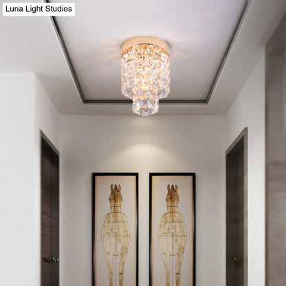 DecorBites™ Copper Mini Flush Mount Crystal Ceiling Light - Double Tier, 1-Light