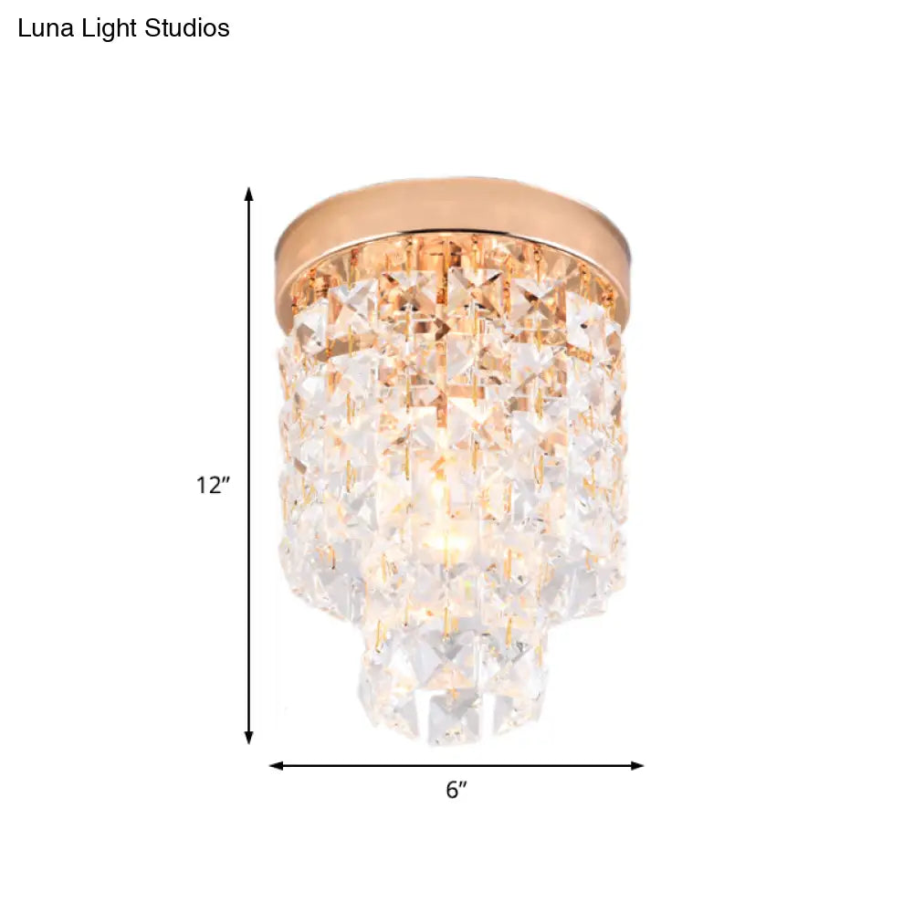 DecorBites™ Copper Mini Flush Mount Crystal Ceiling Light - Double Tier, 1-Light