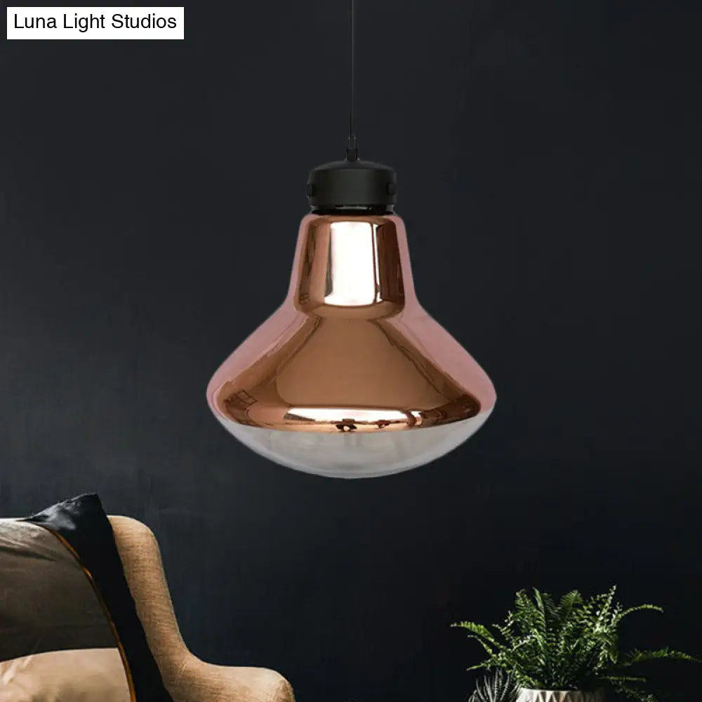 Lámpara colgante de cobre con cristal espejado para comedor - Diseño modernista con 1 luz