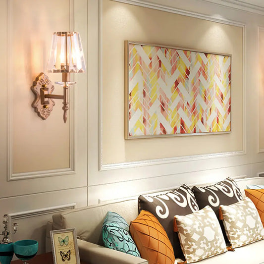 DecorBites™ DecorBites™ Copper Modern 1/2-Light Crystal Wall Sconce with Cone Shade for Bedroom