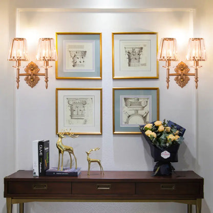 DecorBites™ DecorBites™ Copper Modern 1/2-Light Crystal Wall Sconce with Cone Shade for Bedroom