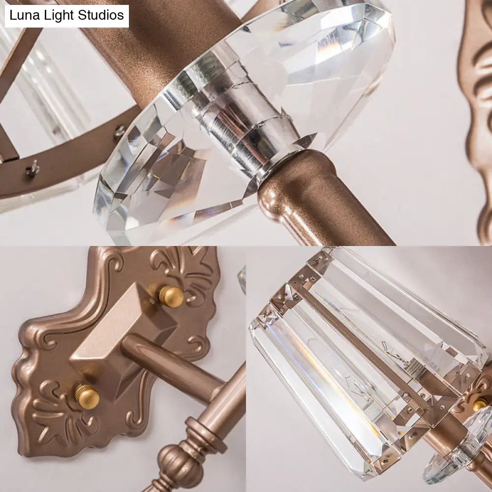 DecorBites™ DecorBites™ Copper Modern 1/2-Light Crystal Wall Sconce with Cone Shade for Bedroom