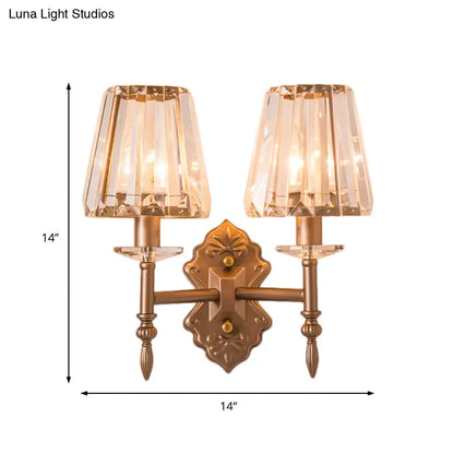 DecorBites™ DecorBites™ Copper Modern 1/2-Light Crystal Wall Sconce with Cone Shade for Bedroom