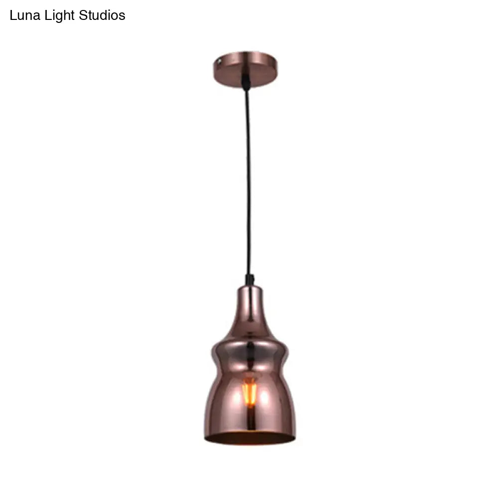 Copper Modern Ceiling Pendant Light with Mirror Glass Shade - Perfect for Dining Room