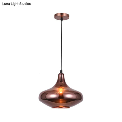 Copper Modern Ceiling Pendant Light with Mirror Glass Shade - Perfect for Dining Room