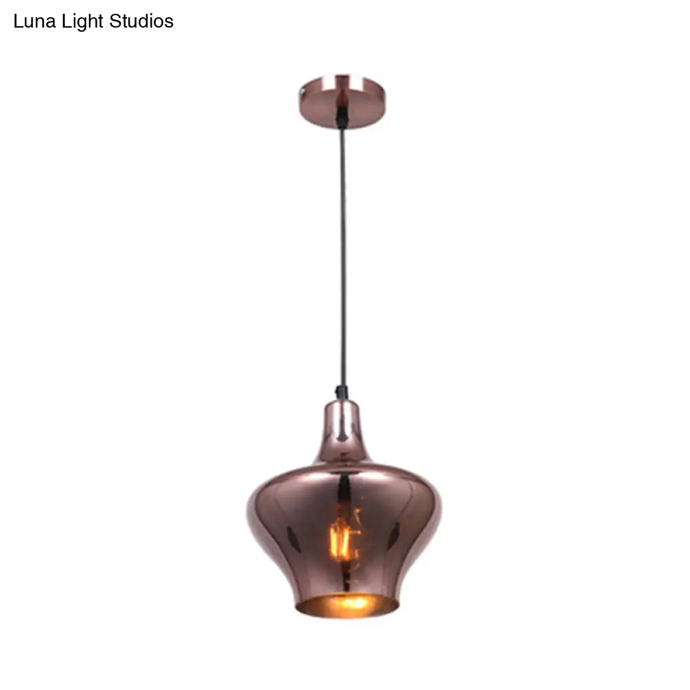 Copper Modern Ceiling Pendant Light with Mirror Glass Shade - Perfect for Dining Room