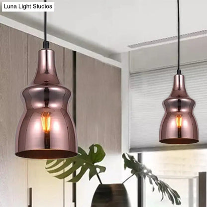 Copper Modern Ceiling Pendant Light with Mirror Glass Shade - Perfect for Dining Room