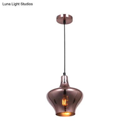 Copper Modern Ceiling Pendant Light with Mirror Glass Shade - Perfect for Dining Room