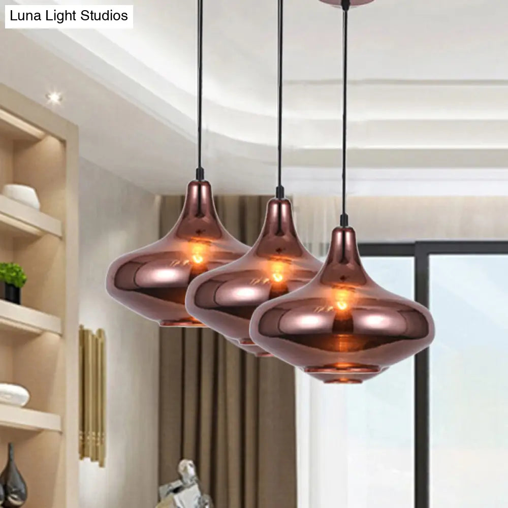 Copper Modern Ceiling Pendant Light with Mirror Glass Shade - Perfect for Dining Room