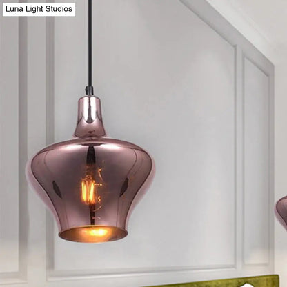 Copper Modern Ceiling Pendant Light with Mirror Glass Shade - Perfect for Dining Room