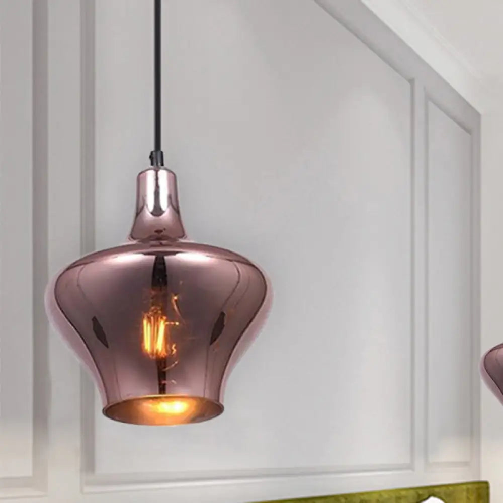 Copper Modern Ceiling Pendant Light with Mirror Glass Shade - Perfect for Dining Room