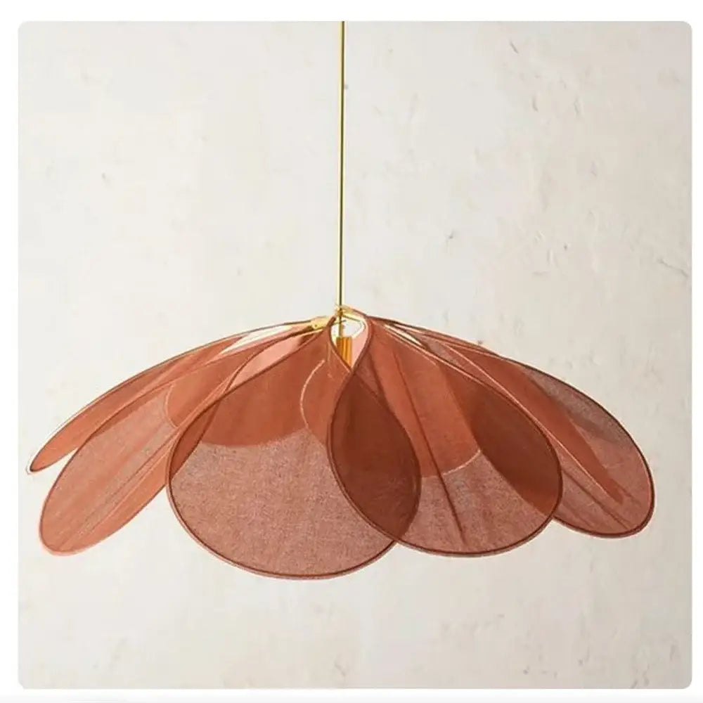 A copper petal fabric pendant light with translucent petal-shaped shades for decorbites colorful petal dining room decor