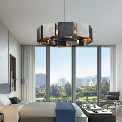 ديكوربايتس™ كورا - ثريا دائرية فاخرة بتصميم عصري من المعدن الأسود بتصميم فني من الحديد