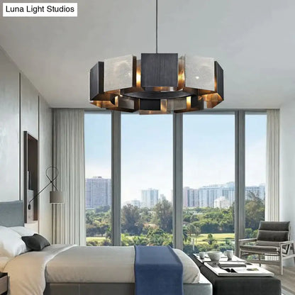 ديكوربايتس™ كورا - ثريا دائرية فاخرة بتصميم عصري من المعدن الأسود بتصميم فني من الحديد