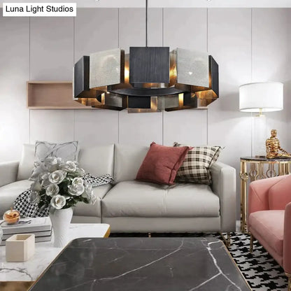 ديكوربايتس™ كورا - ثريا دائرية فاخرة بتصميم عصري من المعدن الأسود بتصميم فني من الحديد