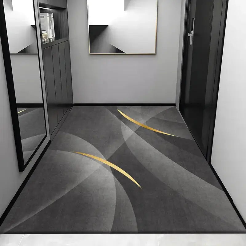 Modern gray and gold abstract patterned cosmic grey crystal velvet entrance rug for hallway decorbites grey crystal velvet