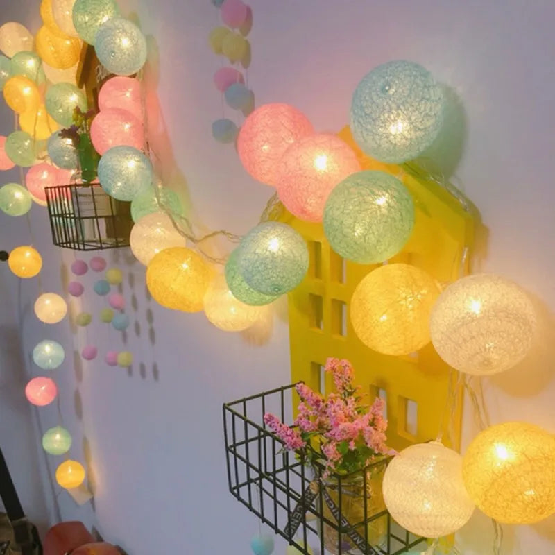 Cotton Garland LED String Lights Home Decor - style-B / 1.5M 10LED Battery
