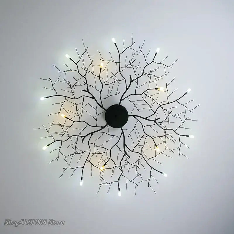 Black metal country branch iron ceiling light fixture with multiple led bulbs for living room decorbites country branch decor