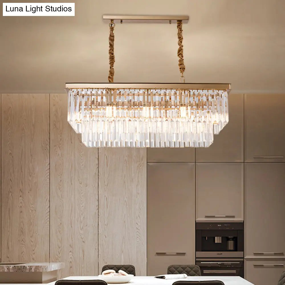 ديكوربايتس™ مصباح جزيرة غرفة الطعام الريفية مع غطاء كريستالي مستطيل - مجموعة إضاءة معلقة من 8 لمبات