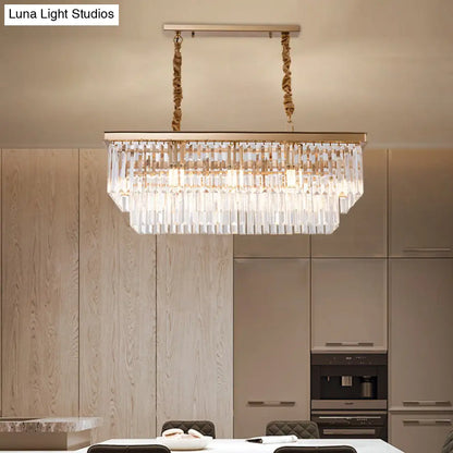 ديكوربايتس™ مصباح جزيرة غرفة الطعام الريفية مع غطاء كريستالي مستطيل - مجموعة إضاءة معلقة من 8 لمبات